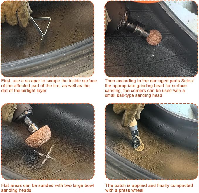 Tire Patch Repair Tools Tire Tungsten Carbide Buffing Wheels 25mm 42mm 55mm Tire Patch Roller Scraping Cutter for Car Tire Grinding Polishing Accessories Kit