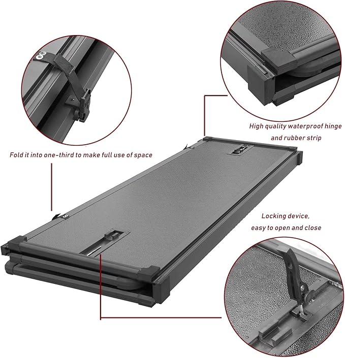 Kikito Professional FRP Hard Tri-Fold Truck Bed Tonneau Cover for 2019-2025 Ram 1500 2500 3500 6.4ft (76.3in) Bed w/o Rambox