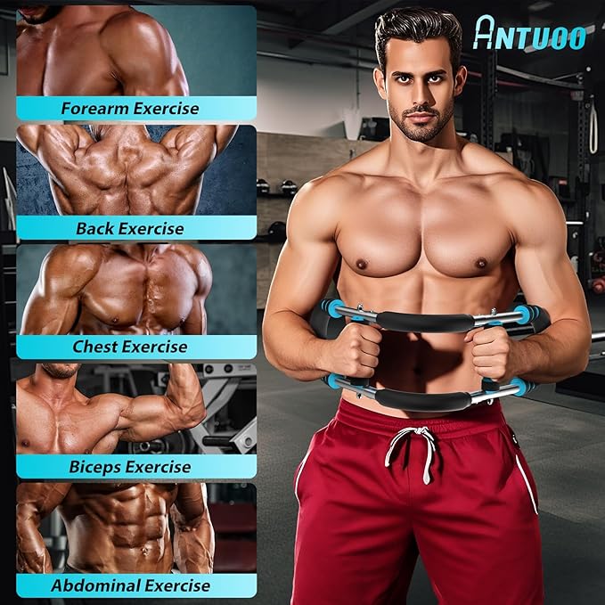 Twister Arm Trainer, 30-100lb Adjustable Chest Workout Bar, Power Twister Arm Trainer for Men, Chest Workout Equipment, Forearm Strengthener Arm Trainer