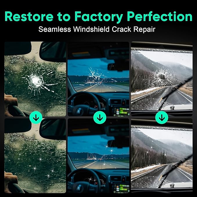 Windshield Chip Repair Kit - 2026 Upgrade Car Windshield Crack Repair Kit, Glass Repair Liquid for Cracks and Chips, Rock Chip Repair Kit for Fix Windows, Mirrors, Glasses, All Crack Types