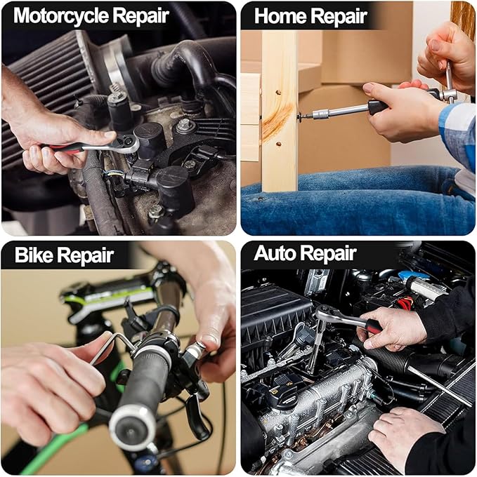 Egofine 46 Pieces 1/4 inch Drive Socket Ratchet Wrench Set, with 72-Teeth Ratchet Wrench, S2 Bit Socket Set, Extension for Auto Repairing and Household, with Storage Case