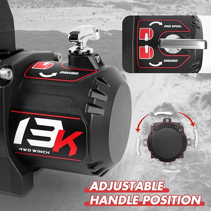 13000lb. Winch Synthetic Rope Electric Truck Winch Waterproof with Wireless Remotes for 4WD 4x4 Off Road Vehicle Truck, Black丨Dark Knight Series