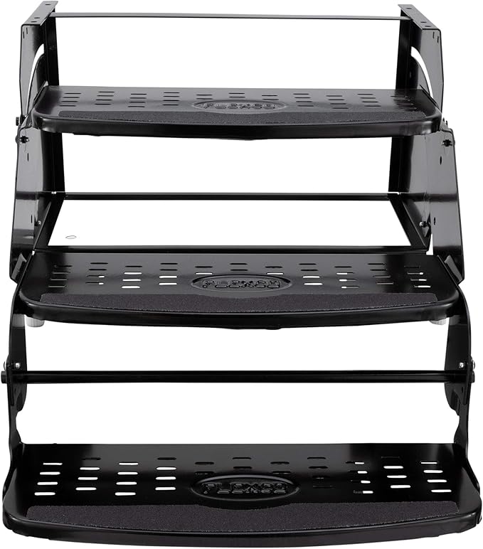 RecPro RV Steps 24" Step in Black | RV Stairs | RV Exterior Steps | Camper Steps (Triple)
