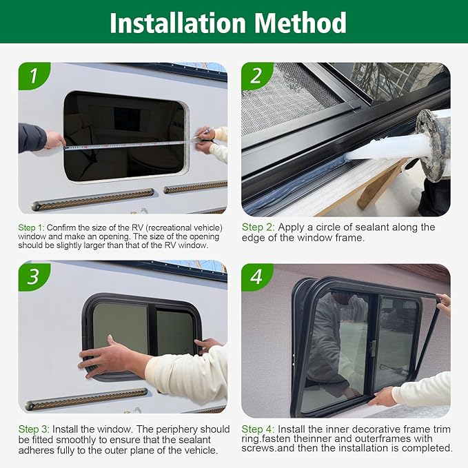 Dulepax Vertical RV Window, 12" W x 22" H Tinted Slide Trailer Window, Tempered Glass Camper Window Replacement with Net Screen and Trim Ring, DOT Approved