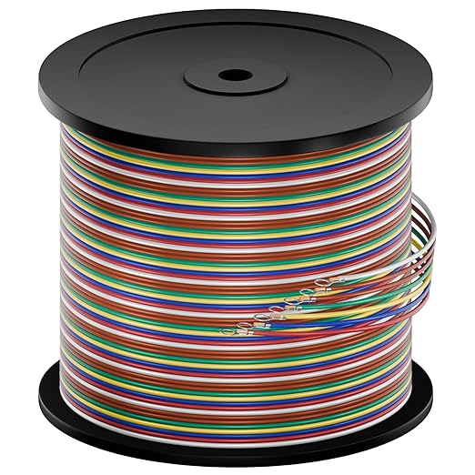 SUZCO 400Ft Enough 16AWG CCA【2-Brown-Wires】 6 Color-Coded 6-Way 7-Wire Bonded Trailer RV Camper Towing Hitch Wiriing Spool, 7-Flat Wishbone SAE J1128 for All Basic Wire Trailers