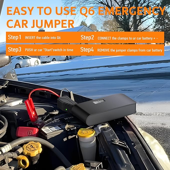 BOOKOO Car Battery Jump Starter 4000A,16000mAh Portable Battery Jumper Cables for Car 8L Gas | 7L Diesel Engines,Jump Box with USB QC 3.0 | PD 18W Fast Charging,3 LED Modes with SOS for Emergency Use