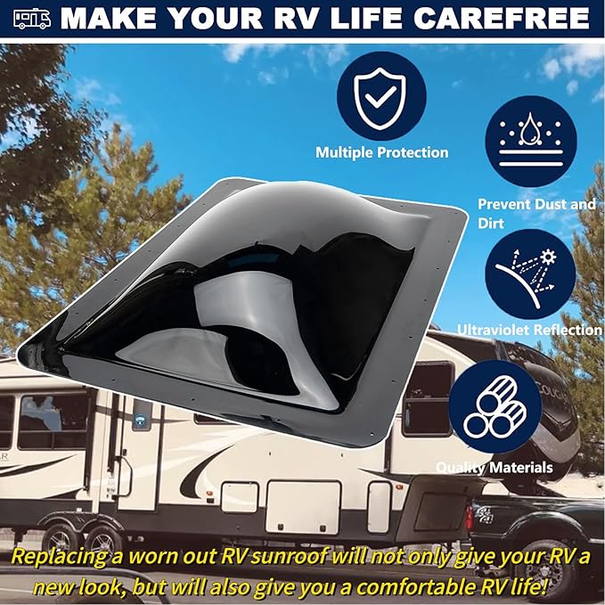 RV Skylight Outer Dome,18"x26" OD Universal Skylight Fits All Standard 14" x 22" Skylight Openings Replacement Travel Trailer RV Camper Truck (Smoke)