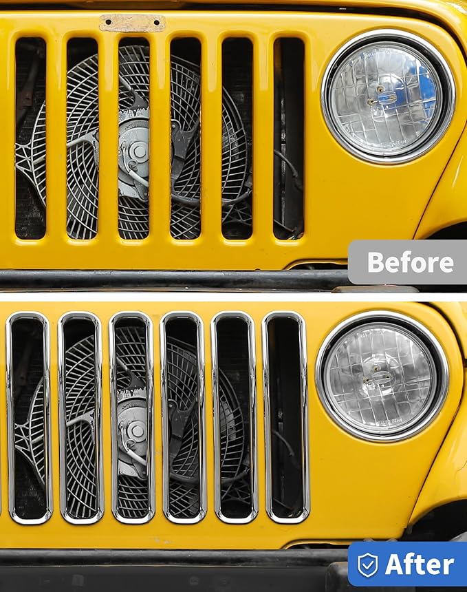Chrome TJ Grill Inserts Front Grille Mesh no Mesh Cover Guard for Jeep Wrangler TJ 1997-2006 Clip-on Grille Accessories