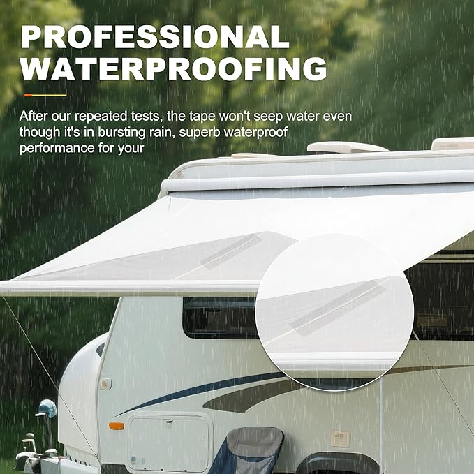 Waterproof Repair Tape for Fabric,RV Awning,Boat Covers,Tents,Tarp,Heavy Duty Outdoor Repair Patch - 2.8IN x 30FT（Orange）