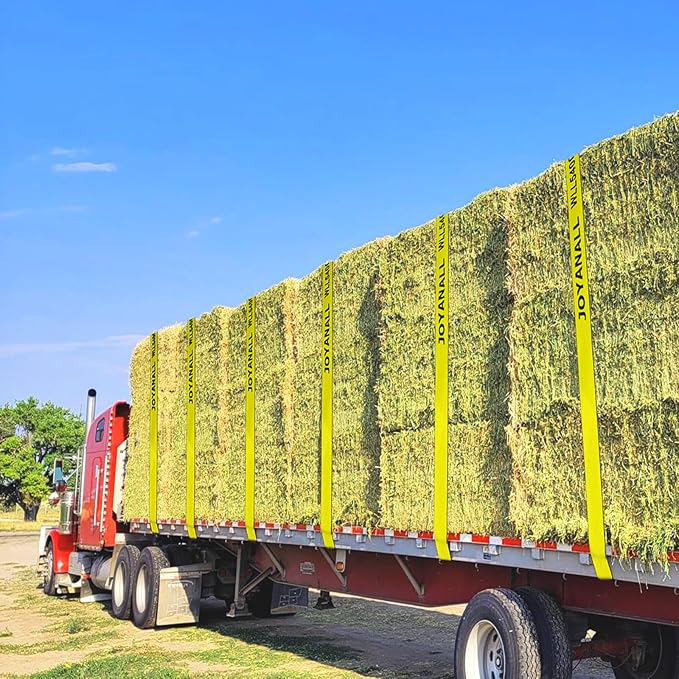 4 inch x 30' Straps for Flatbed Trailer (10 Pack), Heavy Duty Tie Down w/Flat Hooks 18,000lbs Break Strength, WLL# 6000lbs, Winch Straps for Flatbeds, Trucks, Trailers, Farms, Rescues, Tree Saver