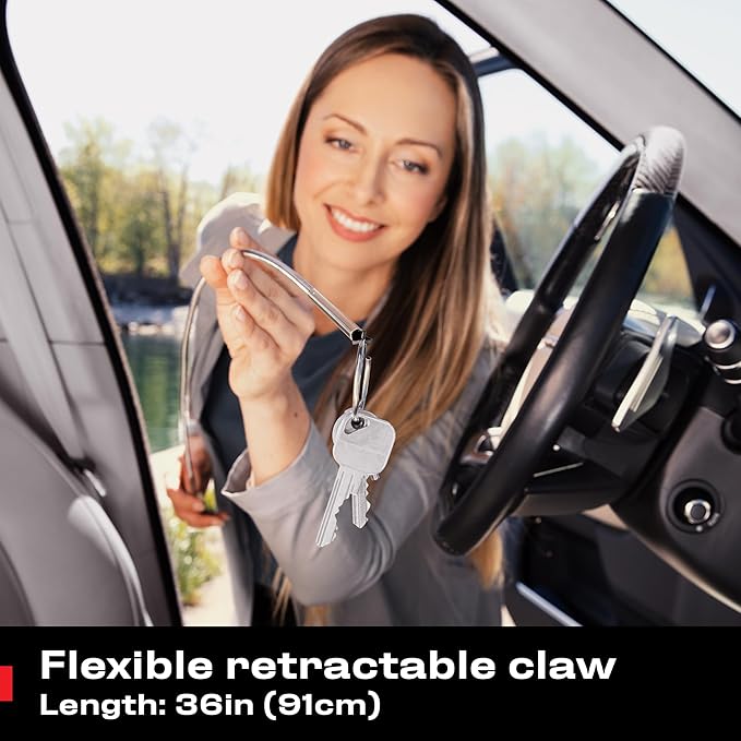 NoCry Premium Pick Up Tool Set — Includes a 36in Flexible Claw Grabber and a Telescoping Magnetic Pickup Stick with a 16lb Pull Force Magnet — Anti-Rust Zinc Coating