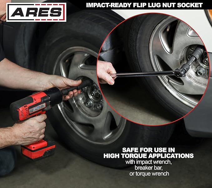 ARES 59023-1/2-inch Drive 21 x 21.5mm Half Size Lug Nut Flip Socket - Impact Grade Chrome-Moly Steel – Remove Warped, Damaged, and Bloated Chrome Capped Lug Nuts