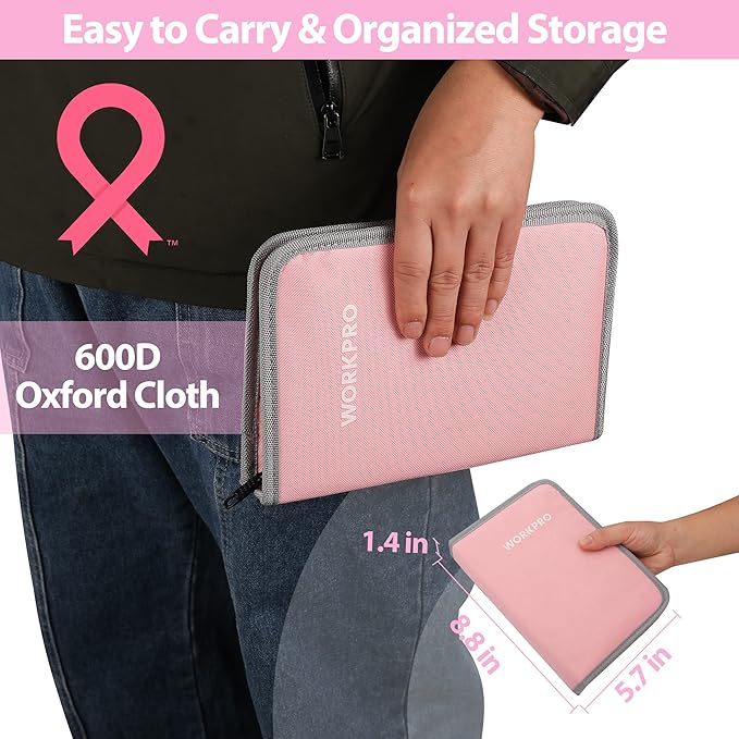 WORKPRO 33PCS Precision Repair Tool Set Includes Pliers Set, Screwdrivers Set, Craft & Utility Knife, Tweezers, Electronic Repair Tool Kit with Pouch for Laptops, Phones, Computer - Pink Ribbon