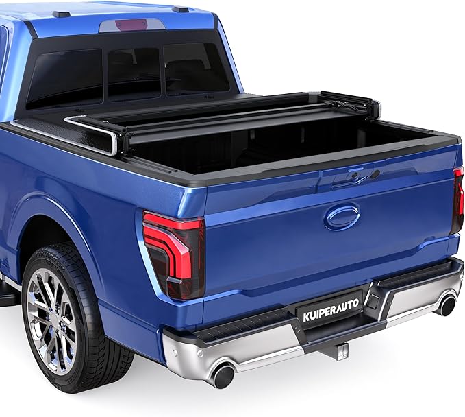 Tri 3-Fold 5.5 FT Soft Folding Truck Bed Tonneau Cover On Top Compatible with 2015-2025 Ford F150 F-150 Bed 3 Fold Styleside w/Reflective Strip