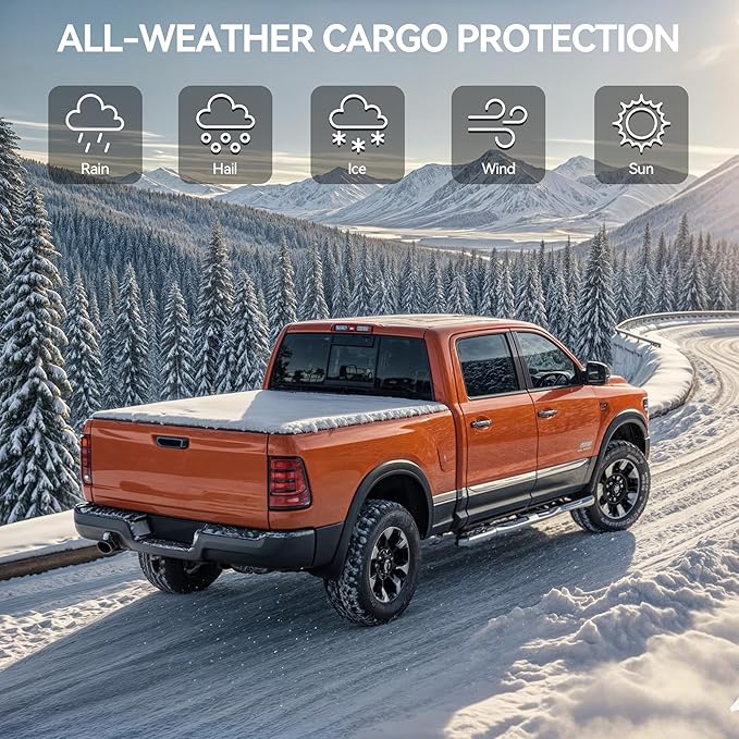 LEDKINGDOMUS Hard Tri-fold Truck Bed Tonneau Cover Fit for Nissan Frontier 2005-2026 5ft Bed (NOT for México)