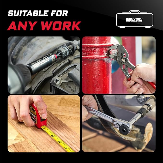 38Pcs Tools Set Packaged with Heavy-duty Tool Box, Include Screwdriver Bits, Nut Driver, Mini Ratchet Wrech, Quick change adapter,Tape Measure,Pliers Wrench and Bit Holder for Home Repairs