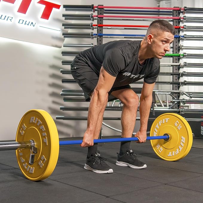 RITFIT 7FT Olympic Barbell for Strength and Weightlifting Training - 2 Inch Olympic Bar for Squat, Deadlift, Bench Press, Curl, Overhead Press - 500lbs/1000lbs/1500lbs Capacity