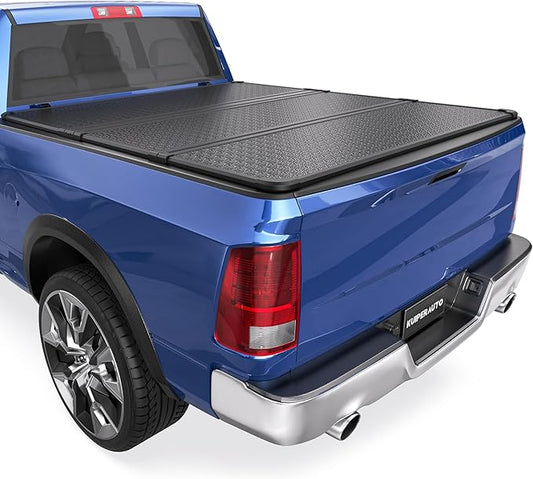 Tri Hard Truck Bed Tonneau Cover Fleetside Compatible with 2002-2024 Dodge Ram 1500 Classic & New Body/2003-2024 Ram 2500 3500 (w/o Ram Box)-6.5 FT On Top-76.3 inch Aluminum