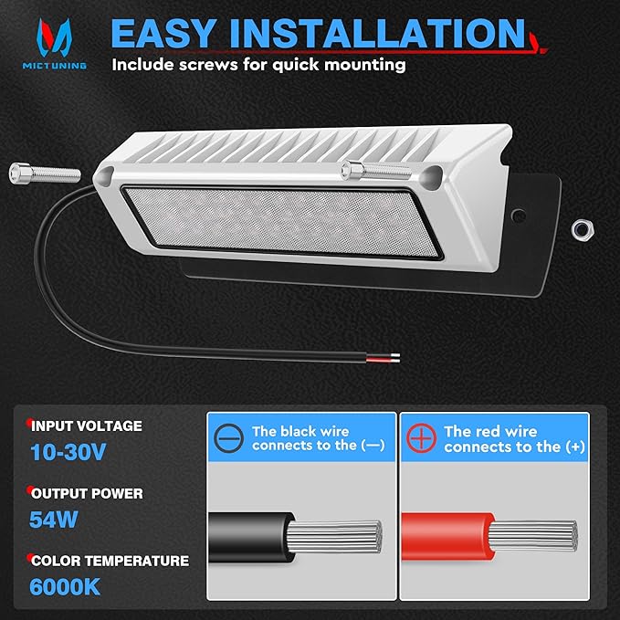 MICTUNING 9 Inch RV Exterior LED Porch Utility Light, 12V 6000K Awning Lights Replacement Lighting IP67 Waterproof for RVs Trailers Campers Motorhome, White