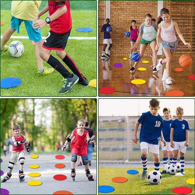 9 Inch Colored Poly Spot Marker 12 Pcs, Non-Slip Rubber Agility Markers Flat Field Cones Floor Dots for Football, Basketball Training Markers, Dance Practice and Drills with Flat Cones Points