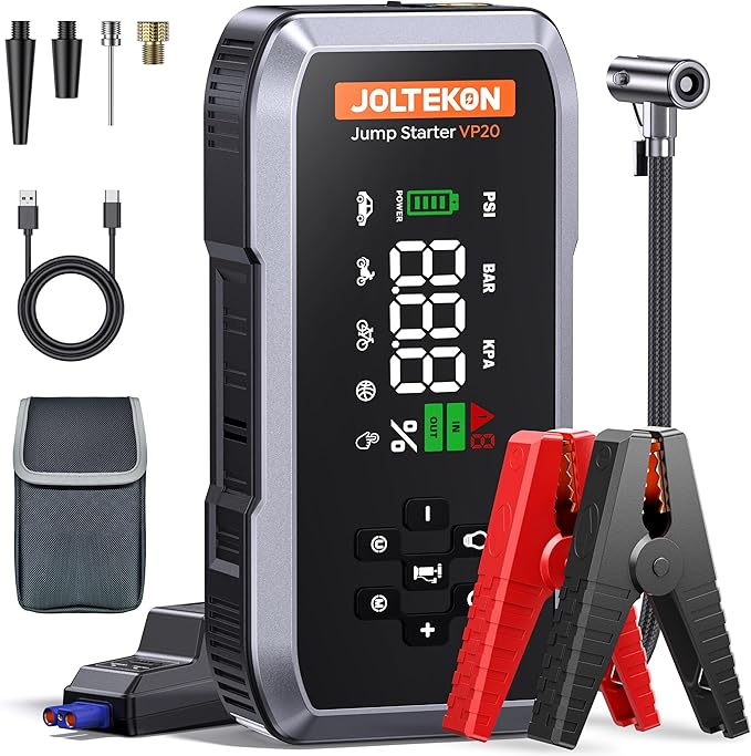 Car Jump Starter with Air Compressor 150PSI, 4500A Battery Jumper Starter Portable(9L Gas/8L Diesel), 12V Jump Starter with Auto-Pause Pump, Jump Box for Car Battery with 10-Safety Protection