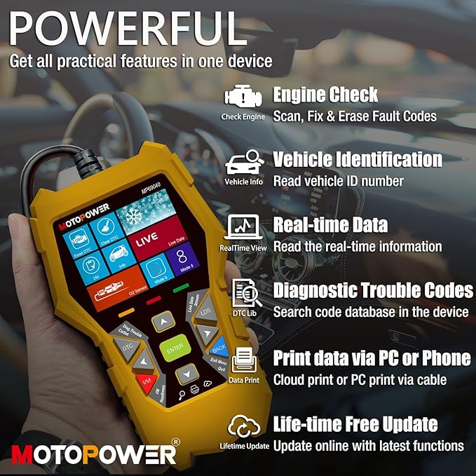 MOTOPOWER MP69040 Car OBD2 Scanner Code Reader Engine Fault Code Reader Scanner CAN Diagnostic Scan Tool for All OBD II Protocol Cars