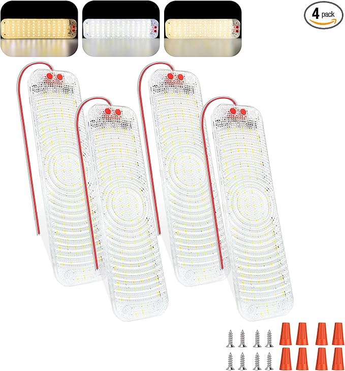 150LED 12V-30V RV Lights Interior, 12 Volt LED Lights with 3 Colors&Dimmable Brightness, Ultra Bright Ceiling Dome Light Fixture Interior for Van, Car, Camper, RV, Boat, Trailer(2700-6000K)