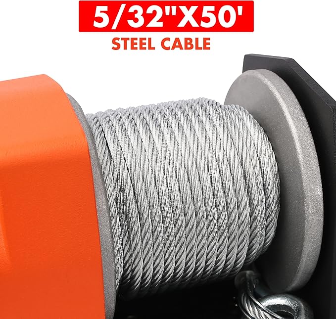 ZESUPER 2500 lb Electric Winch 12V DC 50ft Steel Cable UTV ATV Boat Trailer Winch with Handheld Remote Mounting Plate Waterproof Small Electric Winch ATV Winches Kits