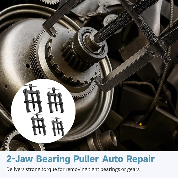 OMISTAR 4 PCS 2-Jaw Bearing Pullers, 2 in 3 in 4 in 6 in Gear Puller, Carbon Steel Bearing Remover Tool, Pulley Puller for Motorcycle, Wheel, Auto Repair, Hand Tool Kit for Mechanic, Workshop, Garage