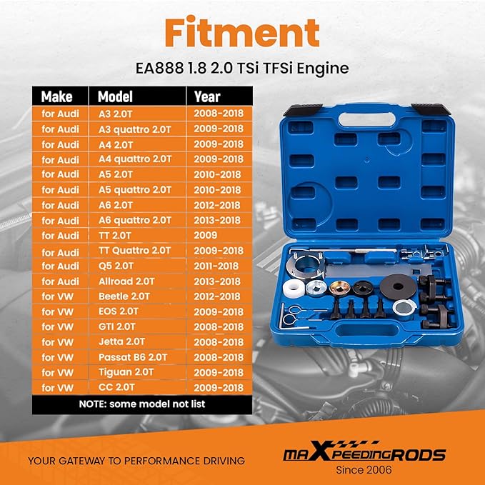 maXpeedingrods Engine Camshaft Crankshaft Timing Tool Kit EA888 1.8 2.0 TSI/TFSI for Audi for Volkswagen for Skoda T10352 T40196 T40271 T10368 T10354 T10355 T10060A T40011 T40098 T40267, 19 Pcs