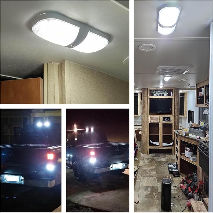 10Pcs Bright T10 921 922 912 194 168 906 2825 Led Bulbs for 12V RV Tralier Interior Ceiling Dome Light, Cool White 6000k, LED Camper Boat Trunk Car Marine Map License Backup Reverse Lamp Lights