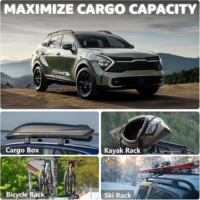 Roof Rack Cross Bars Compatible with Kia Sportage X-Line AWD/Sportage X-Pro/Sportage X-Pro Prestige with Raised Rails 2023-2026, Heavy Duty 300 LBS Anti-Theft Lock Cargo Carrier Crossbar for Bike