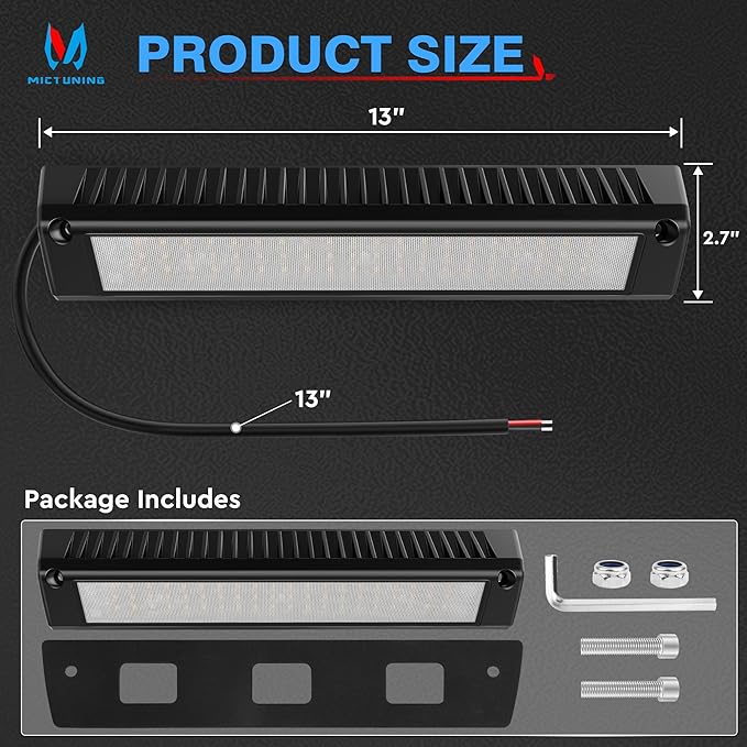 MICTUNING RV Porch Light, 13 Inch 90W LED Exterior Utility Awning Light 6000K, Aluminum Housing IP67 Waterproof, Replacement Lighting for RV Trucks Trailers Bus Marine Boats Campers