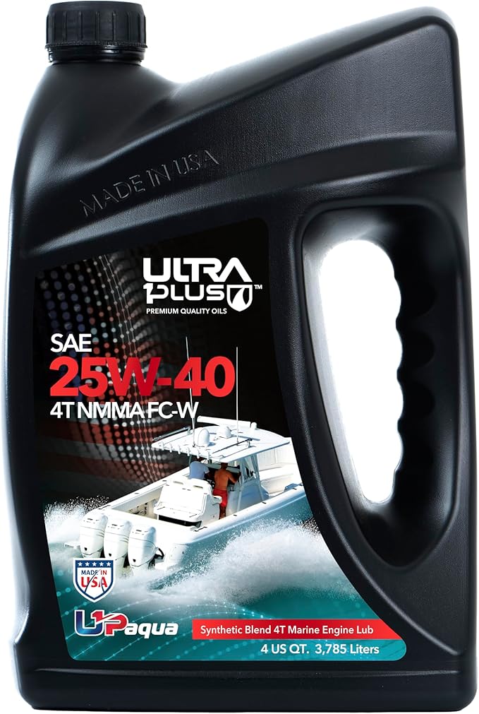 ULTRA 1PLUS U1P-Aqua SAE 25W-40 Synthetic Blend 4T Marine Engine Oil NMMA FC-W (Gallon)