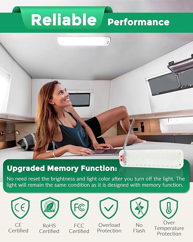 150LED 12V-30V RV Lights Interior, 12 Volt LED Lights with 3 Colors&Dimmable Brightness, Ultra Bright Ceiling Dome Light Fixture Interior for Van, Car, Camper, RV, Boat, Trailer(2700-6000K)