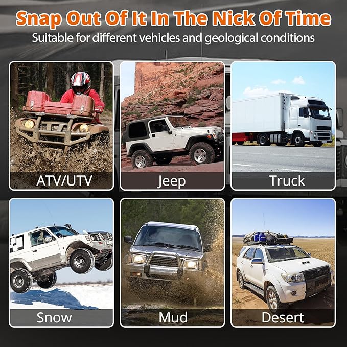 Kinetic Recovery Tow Rope: 1-1/8" x 30ft 48000LBS Snatch Strap with Soft Shackles Heavy Duty Offroad Towing Straps Kit for Trucks SUV UTV ATV Tractor Car Jeep - Gray