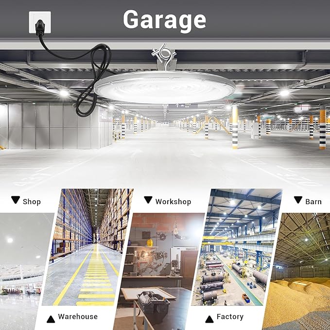 15 Pack 250W UFO Led High Bay Light,120VAC,5000K Daylight Commercial Bay Lighting,IP66 Waterproof,41050LM,1150W MH/HPS with Plug Area Lighting for Warehouse/Shop/Workshop/Barn/Gym/Factory