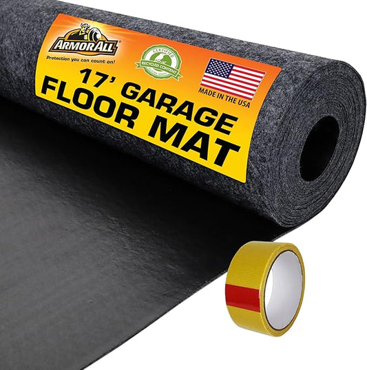 Armor All Original Garage Floor Mat, (17' x 7'4"), (Includes Double Sided Tape), Protects Surfaces, Transforms Garage - Absorbent/Waterproof/Durable (USA Made) (Charcoal)