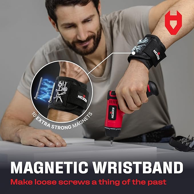 NoCry Telescoping Magnetic Pickup Tool Set for Father's Day Gift — Magnetic Wristband, Extendable Mechanic Mirror, Telescoping Pen, 360° Flexible Flashlight, 3-in-1 Screwdriver — Magnetic Tool Set