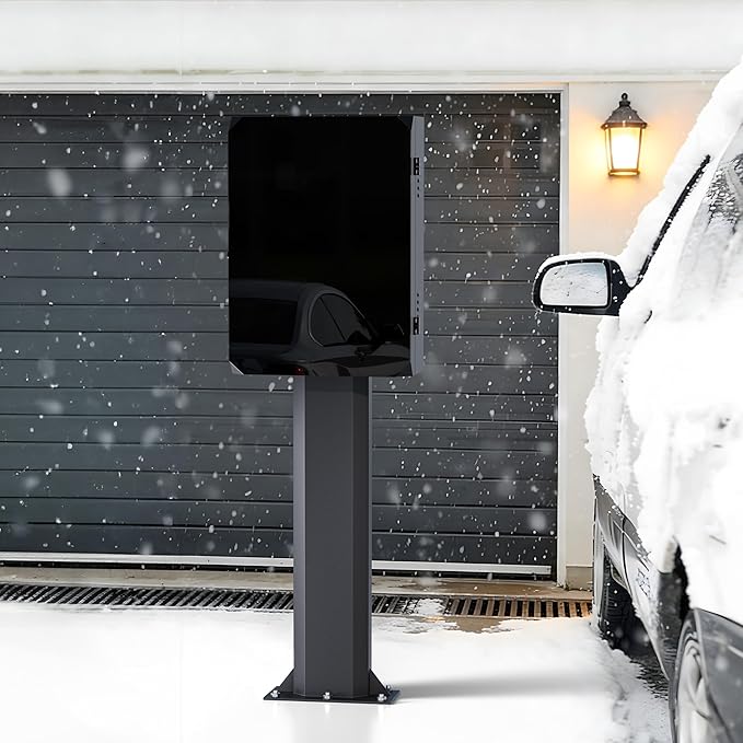 EV Charger Pedestal, Outdoor EV Charger Stand, Pedestal for Charging Station, Applicable to All Charging Case Styles, Floor Mounted, All Weather, Electric Vehicle Pile, Stainless Steel, Black