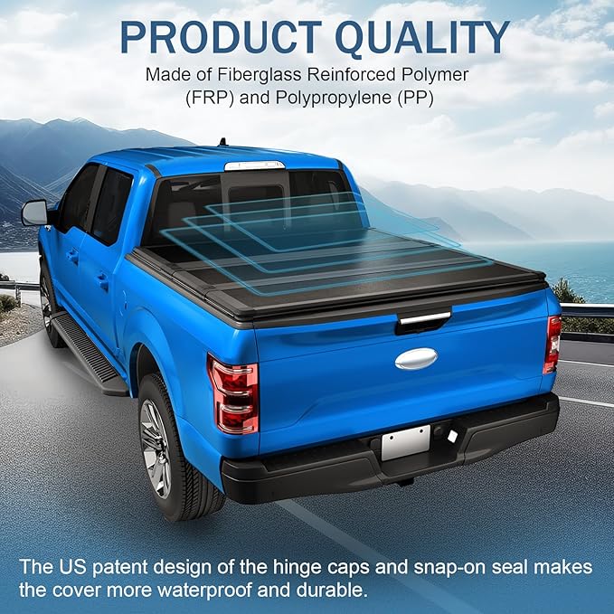Hard Tri-Fold Truck Bed Tonneau Cover Compatible with 2020-2022 Chevy Silverado GMC Sierra 6.8FT Bed