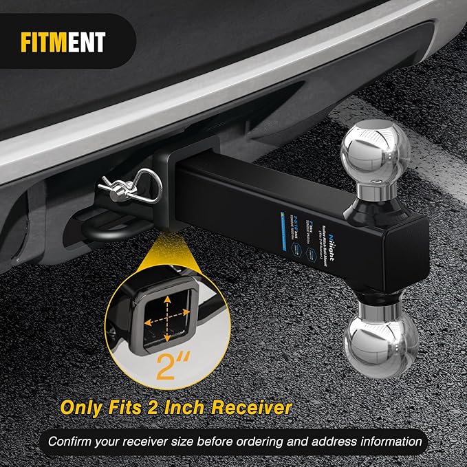 Nilight Trailer Hitch Ball Mount, 2 Inch, 2-5/16 Inch Balls, Fits 2 Inch Square Receiver, 10,000 lbs