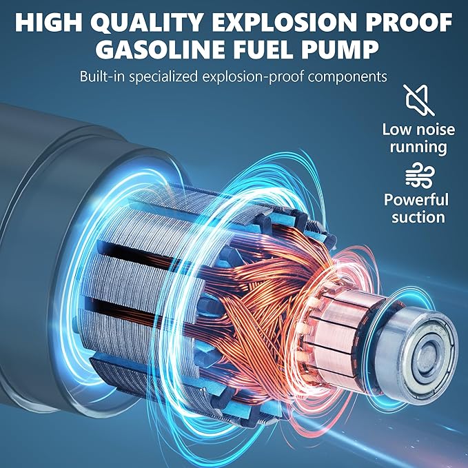 12V DC Gasoline Fuel Pump Kit, Self-priming Fuel Transfer Pump, Reversible Pumping, Overheat Protection, Explosion-proof, Suitable for Gasoline, Diesel, Mineral Oil, Kerosene