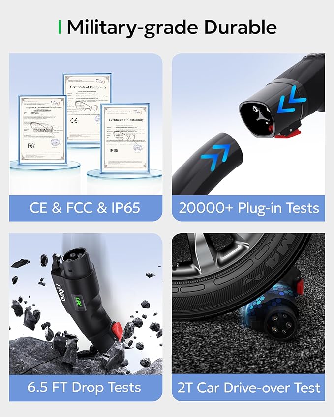 Adapter for Tesla to J1772 Adapter, Compact with Light Indicator, Compatible with Tesla Wall/Mobile/Destination Chargers, Converts Tesla to J1772 for Non-Tesla EVs (for J1772 EVs Only)