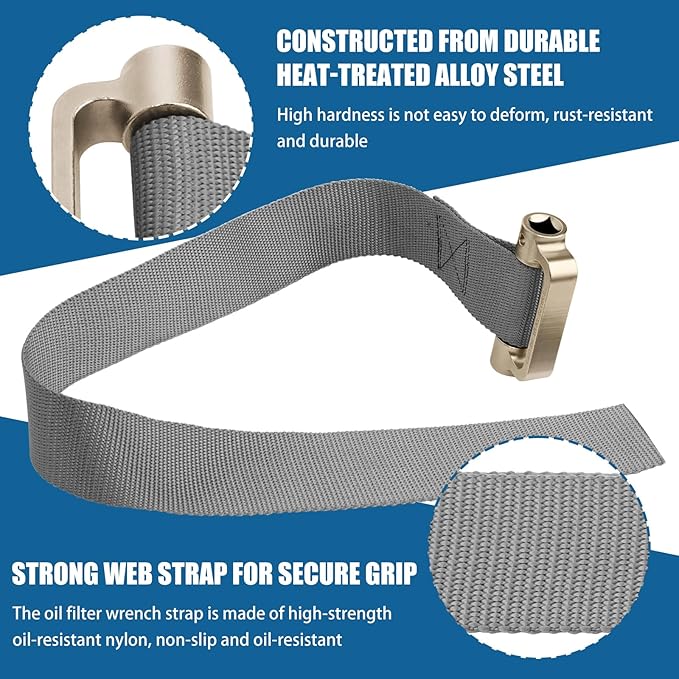 Abode Heavy-Duty Oil Filter Strap Wrench for With Diameters Up to 6-1/2 inches Heavy-Duty Oil Filter