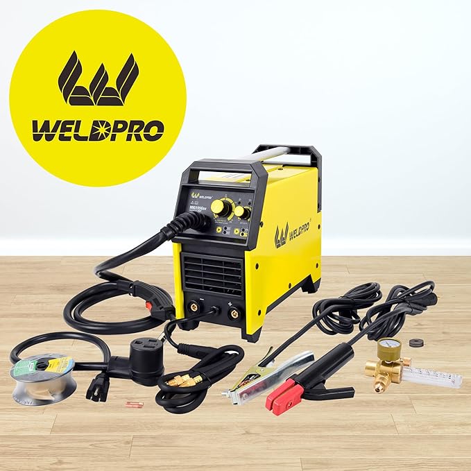 Weldpro 155 Amp MIG Welder, 110V/220V Flux Core MIG/Gas MIG/Stick 3 in 1 Welding Machine with Synergy, IGBT Inverter Portable Gasless Welder Equipment, Aluminum Spool Gun Compatible