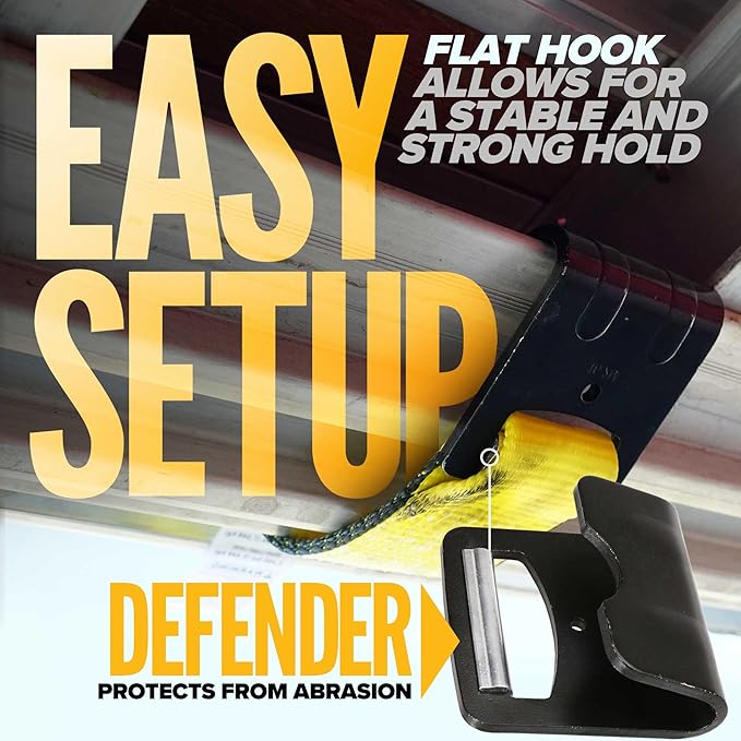 US Cargo Control Winch Straps 4" x 30' (4-Pack), 5,400 LBS Working Load Limit, Heavy Duty Flatbed Tie Downs with Flat Hooks, Yellow 4 Inch Straps for Flatbed Trailer, Truck, and Cargo Securement