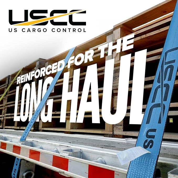 US Cargo Control Winch Straps 4" x 30' (4-Pack), 5,400 LBS Working Load Limit, Heavy Duty Flatbed Tie Downs with Flat Hooks, Blue 4 Inch Straps for Flatbed Trailer, Truck, and Cargo Securement