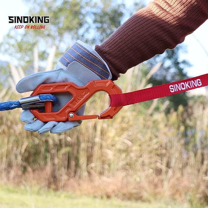 SINOKING Winch Fairlead with Tow Hook, Aluminum Hawse Fairlead with Grade 80 Forged Steel Winch Hook, 45000lb Break Strength Winch Fairlead Hook Set for Off-Road Vehicle Recovery, Black and Orange