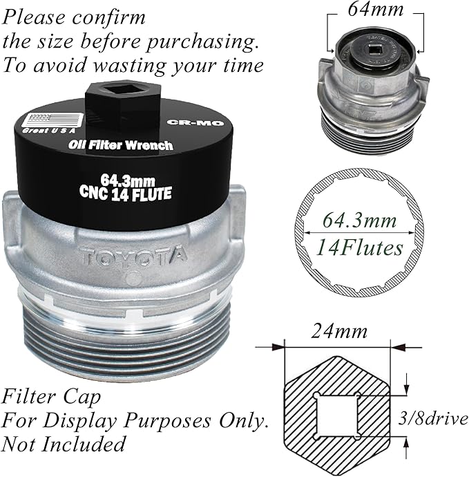 Oil Filter Wrench for toyota Camry Lexus Tacoma Tundra 4Runner RAV4 Corolla Highlander Prius oil filter caps removal socket accessories - toyota oil filter Tool